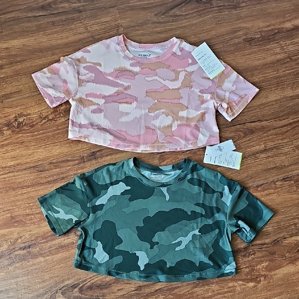 NWT Old Navy Active Girls Breathe On Camo Cropped Tops Bundle Size XS (5)